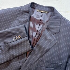 James Clothiers Loro Piana Wool Blazer Mens 42R Gray Pinstripe 3-Button Jacket
